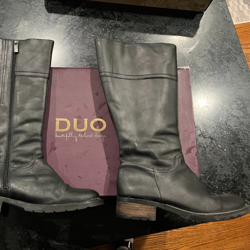 Duo Boots Wide Calf Black Nubuck - Size 8, 41cm (16") calf